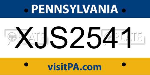XJS2541 Pennsylvania License Plate