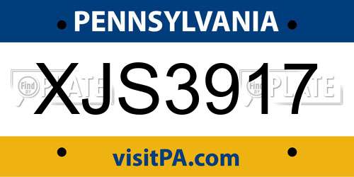 XJS3917 Pennsylvania License Plate