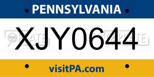 XJY0644 Pennsylvania License Plate