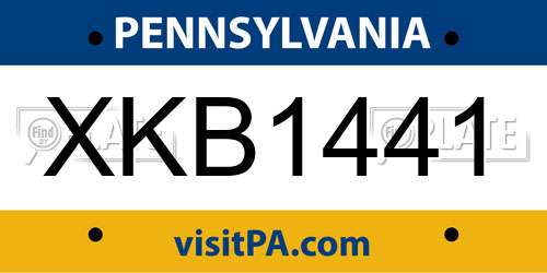 XKB1441 Pennsylvania License Plate