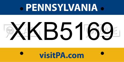 XKB5169 Pennsylvania License Plate