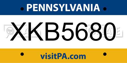 XKB5680 Pennsylvania License Plate