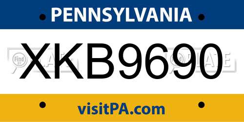 XKB9690 Pennsylvania License Plate