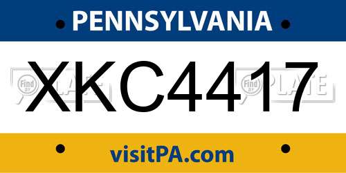XKC4417 Pennsylvania License Plate