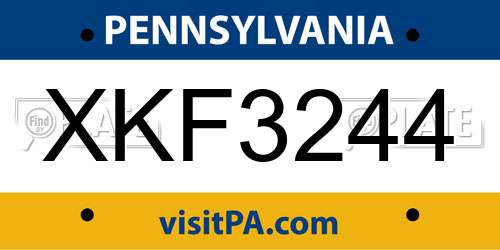 XKF3244 Pennsylvania License Plate