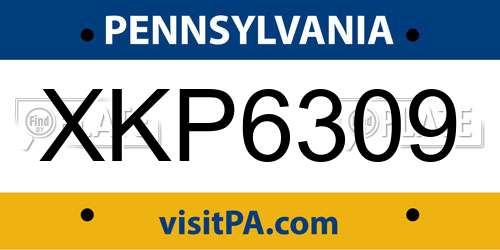 XKP6309 Pennsylvania License Plate