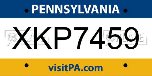 XKP7459 Pennsylvania License Plate