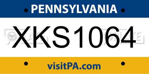 XKS1064 Pennsylvania License Plate