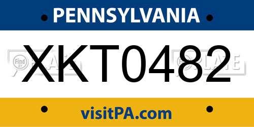 XKT0482 Pennsylvania License Plate