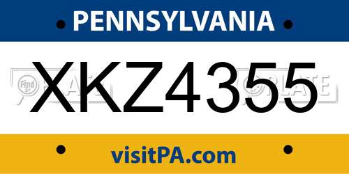 XKZ4355 Pennsylvania License Plate