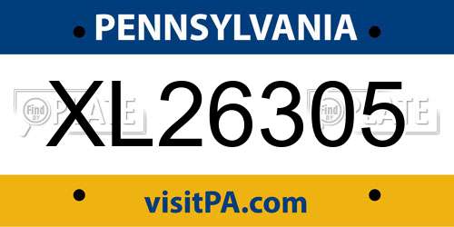 XL26305 Pennsylvania License Plate