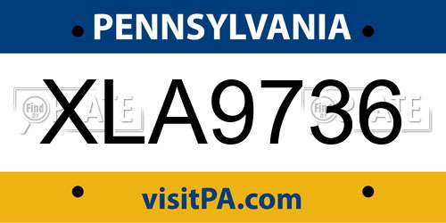 XLA9736 Pennsylvania License Plate