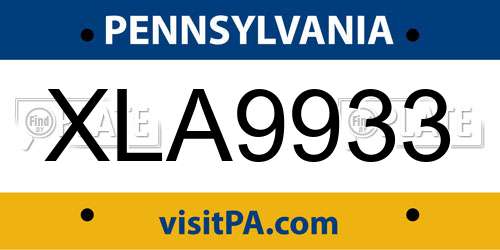 XLA9933 Pennsylvania License Plate