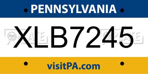 XLB7245 Pennsylvania License Plate