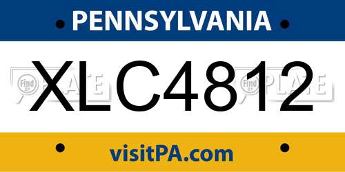 XLC4812 Pennsylvania License Plate