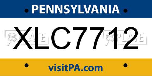 XLC7712 Pennsylvania License Plate