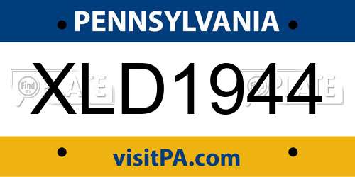 XLD1944 Pennsylvania License Plate
