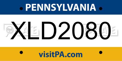 XLD2080 Pennsylvania License Plate
