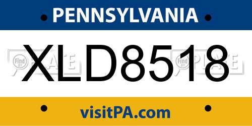 XLD8518 Pennsylvania License Plate