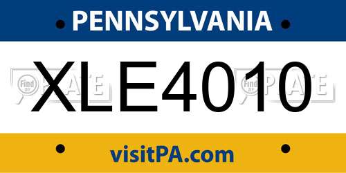 XLE4010 Pennsylvania License Plate