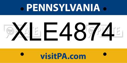 XLE4874 Pennsylvania License Plate
