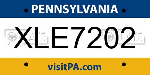 XLE7202 Pennsylvania License Plate