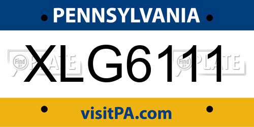 XLG6111 Pennsylvania License Plate