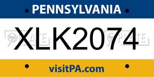 XLK2074 Pennsylvania License Plate