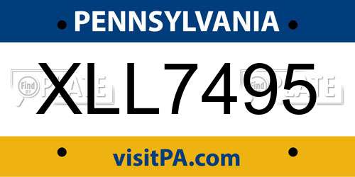 XLL7495 Pennsylvania License Plate
