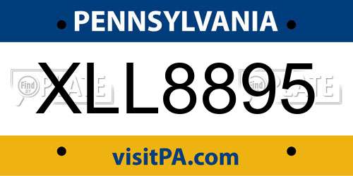 XLL8895 Pennsylvania License Plate