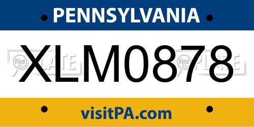 XLM0878 Pennsylvania License Plate