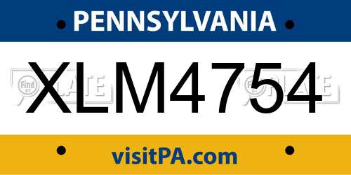 XLM4754 Pennsylvania License Plate