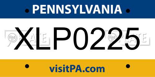 XLP0225 Pennsylvania License Plate