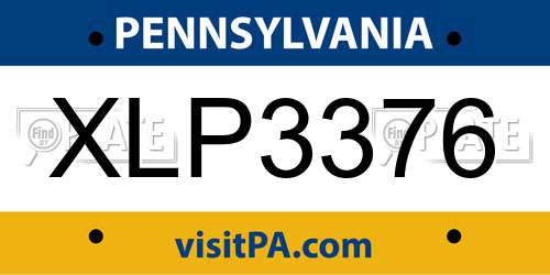 XLP3376 Pennsylvania License Plate