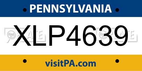 XLP4639 Pennsylvania License Plate