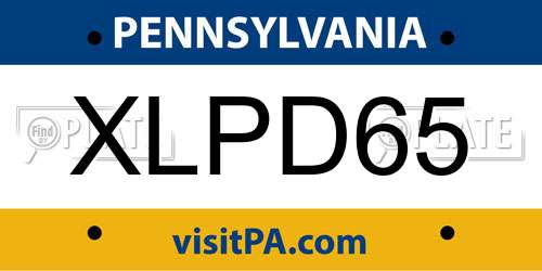 XLPD65 Pennsylvania License Plate
