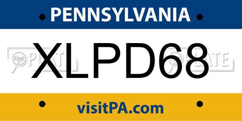 XLPD68 Pennsylvania License Plate