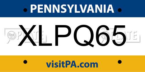 XLPQ65 Pennsylvania License Plate