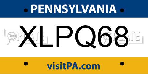 XLPQ68 Pennsylvania License Plate