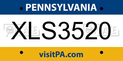 XLS3520 Pennsylvania License Plate