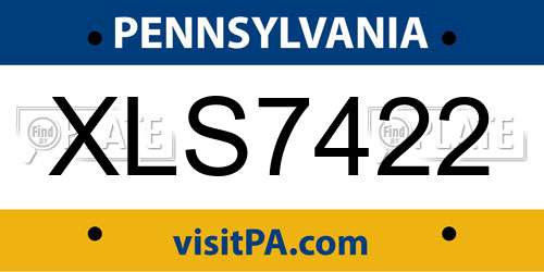 XLS7422 Pennsylvania License Plate