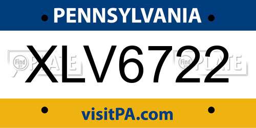 XLV6722 Pennsylvania License Plate