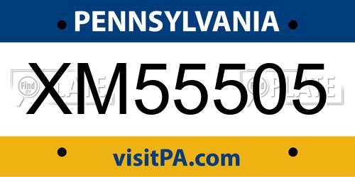 XM55505 Pennsylvania License Plate