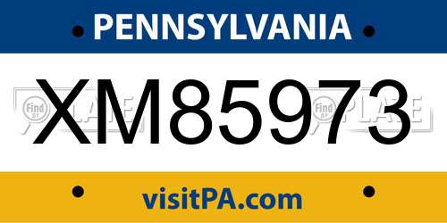 XM85973 Pennsylvania License Plate