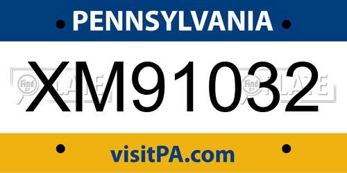 XM91032 Pennsylvania License Plate
