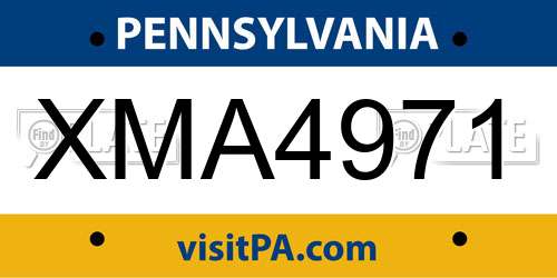 XMA4971 Pennsylvania License Plate