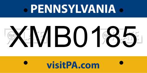 XMB0185 Pennsylvania License Plate