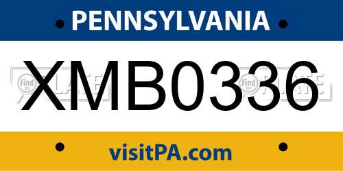 XMB0336 Pennsylvania License Plate