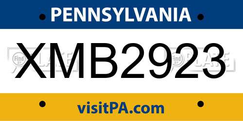 XMB2923 Pennsylvania License Plate