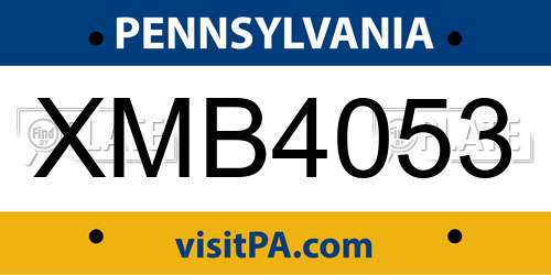 XMB4053 Pennsylvania License Plate